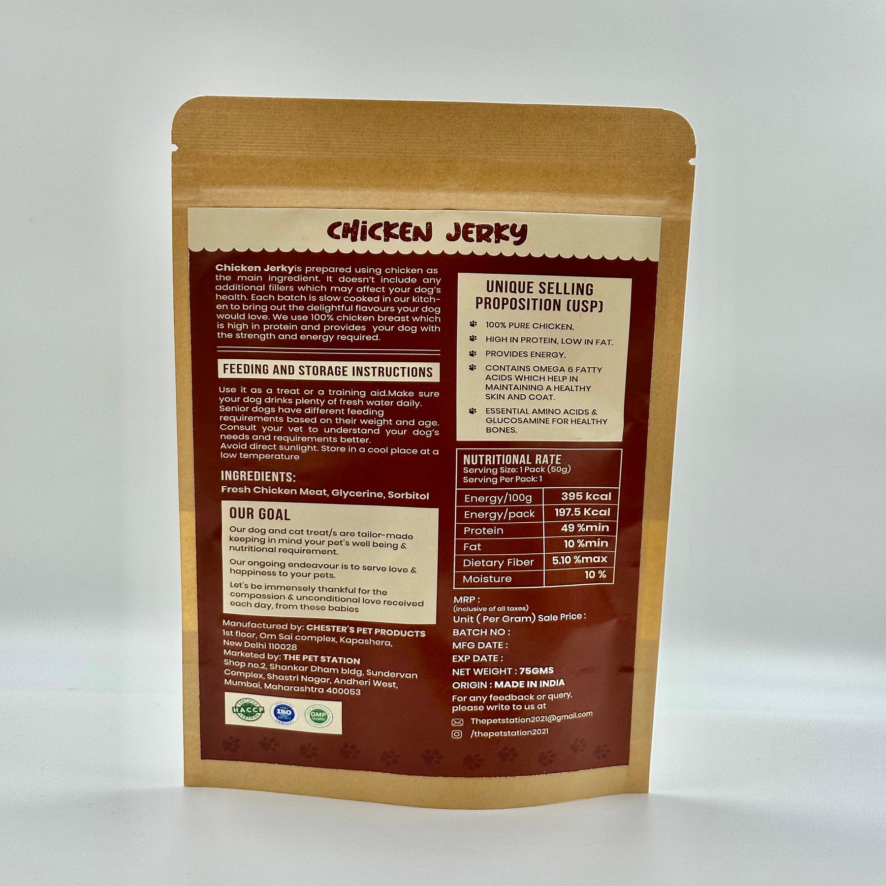 CHICKEN JERKY - Premium food from The Pet Station 