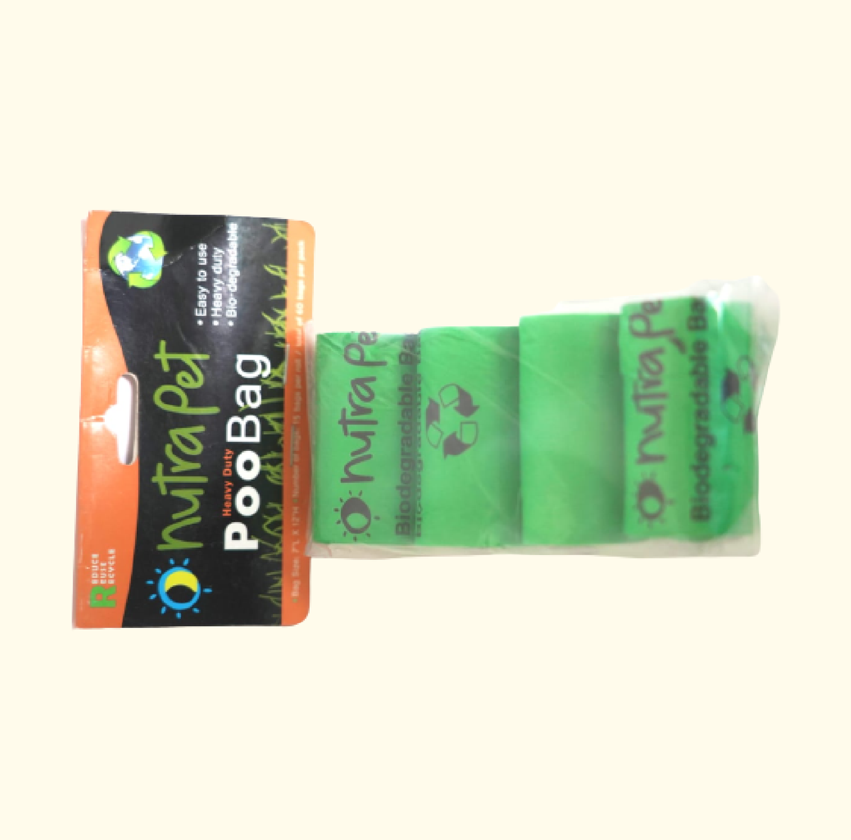 NUTRAPET GREEN POO BAG 4 ROLLS 15 BAGS PER ROLL - Premium Accessories from The Pet Station 