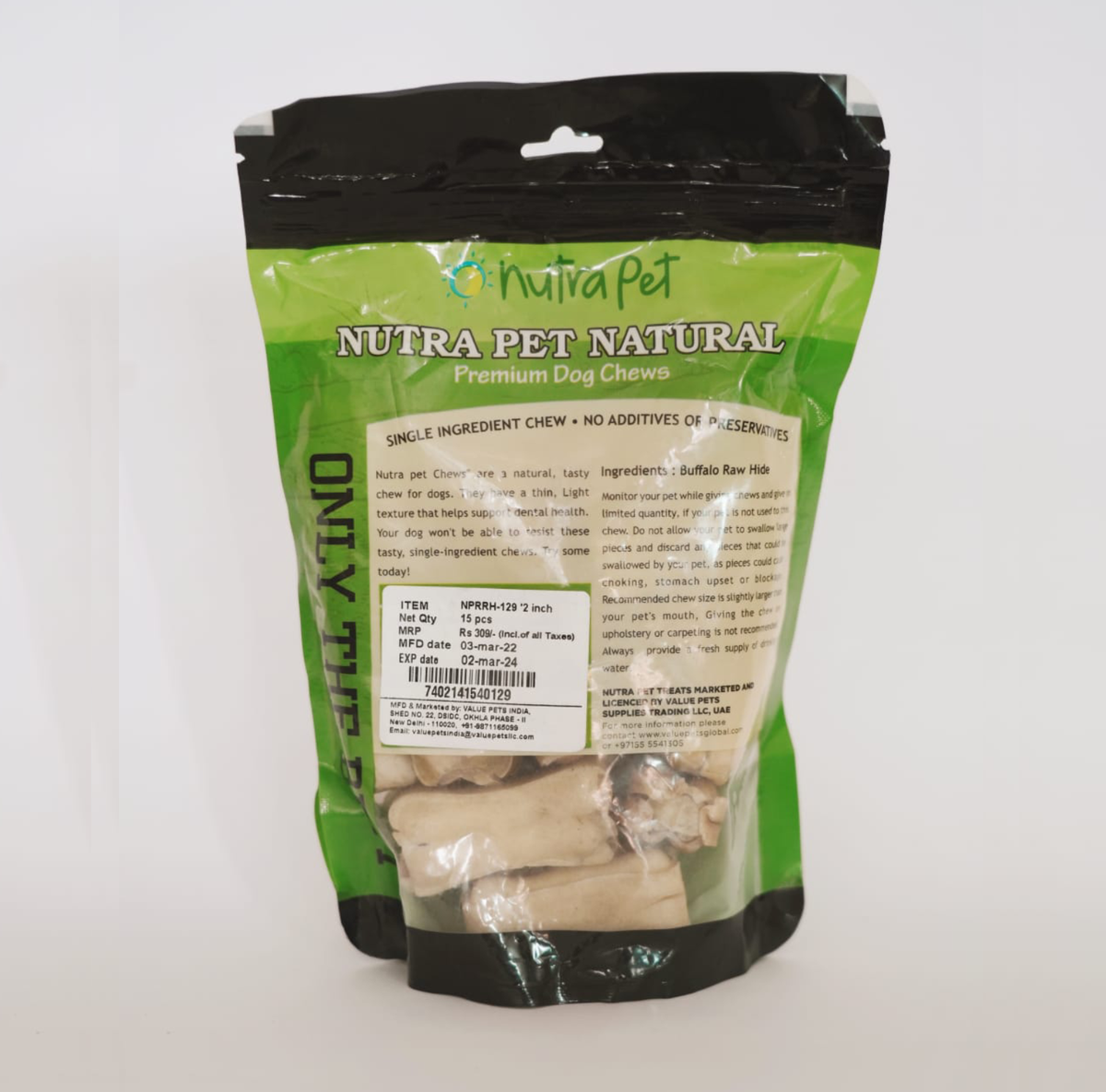 NUTRAPET RAWHIDE BONE 2" 15 PCS - Premium Dog Treats from Nutrapet 